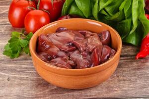 Raw chicken liver for cooking photo