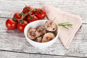 Pieces of canned tuna fish photo