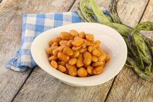 White bean in tomato sauce photo