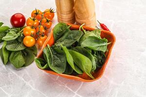 Natural organic raw green spinach photo