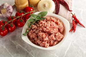 Raw minced pork uncooked meat photo