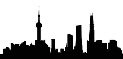 Shanghai city skyline silhouette vector