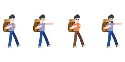 Travel character illustration. Backpacker flat style vector