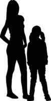 Silhouette of mother and daughter illustration vector