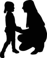 Silhouette of mother and daughter illustration vector