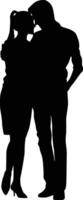 Couple silhouette illustration in black color. Hand drawn men and women person pose vector
