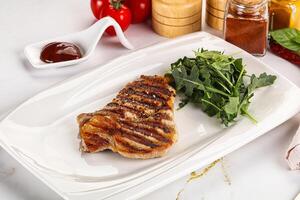 Delicous grilled pork meat steak photo