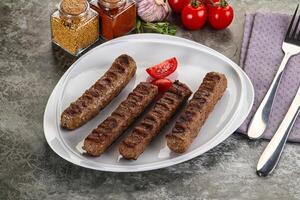 Grilled beef kebab minced meat photo