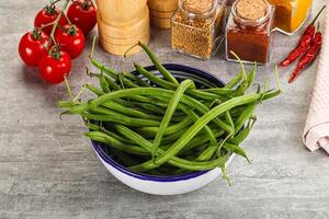 Raw green bean string uncooked photo