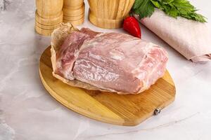 Raw uncooked pork meat loin photo