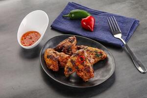 Buffalo grilled chicken wings barbecue photo