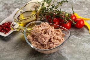 Canned tuna fillet for salad photo