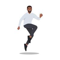 Young black man jumping with joy concept. vector