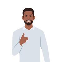 Young black man angry and pointing his finger at you. Expresses negative emotions and feelings. vector