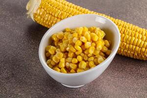 Marinated corn in the bowl photo