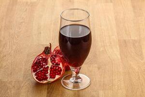 Sweet pomegranate juice in glass photo
