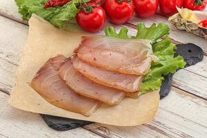 Sliced salted marlin fish carpaccio photo