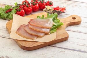 Sliced salted marlin fish carpaccio photo