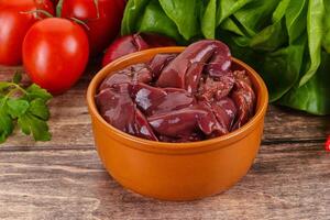 Raw chicken liver for cooking photo