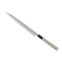 yanagiba o shobu, yanagi, tradicional japonés cocina cuchillo plano diseño ilustración aislado en blanco antecedentes. un tradicional japonés cocina cuchillo con un acero espada y de madera manejar. vector