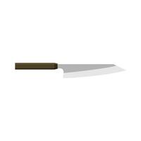 Kiritsuke, Japanese kitchen knife flat design illustration isolated on white background. A traditional Japanese kitchen knife with a steel blade and wooden handle. vector