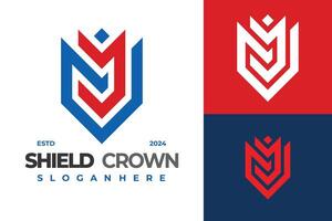 Letter M Shield Crown logo design symbol icon illustration vector