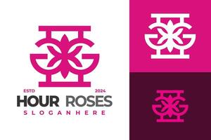 letra sol reloj de arena Rosa logo diseño símbolo icono ilustración vector