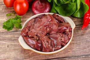 Raw chicken liver for cooking photo