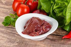 Raw chicken liver for cooking photo