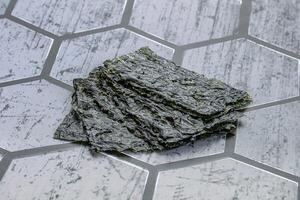 Korean nori seaweed chips heap photo