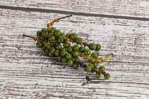 Green pepper corn heap isolated photo