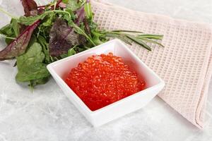 Red caviar in the bowl photo