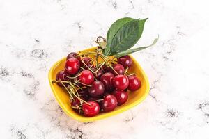 Ripe sweet juicy cherry heap photo