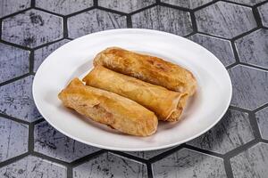 Traditional crispy fried stuffed springroll photo