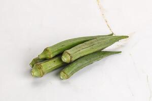 Natural organic raw green okra photo