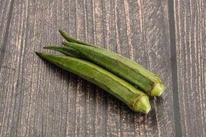 Natural organic raw green okra photo