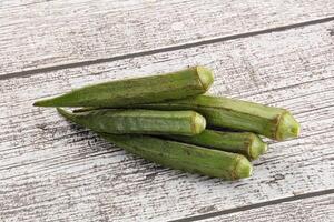 Natural organic raw green okra photo