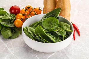 Natural organic raw green spinach photo