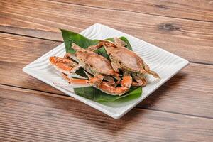 Yummy boiled crab in the plate photo