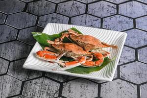 Yummy boiled crab in the plate photo