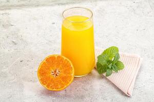 Fresh orange juice served mint photo