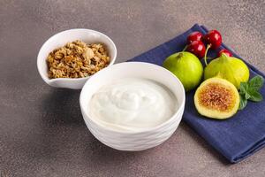 Traditional homemade Greek yoghurt with granola photo