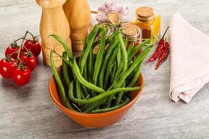 Raw green bean string uncooked photo