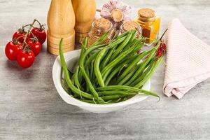 Raw green bean string uncooked photo