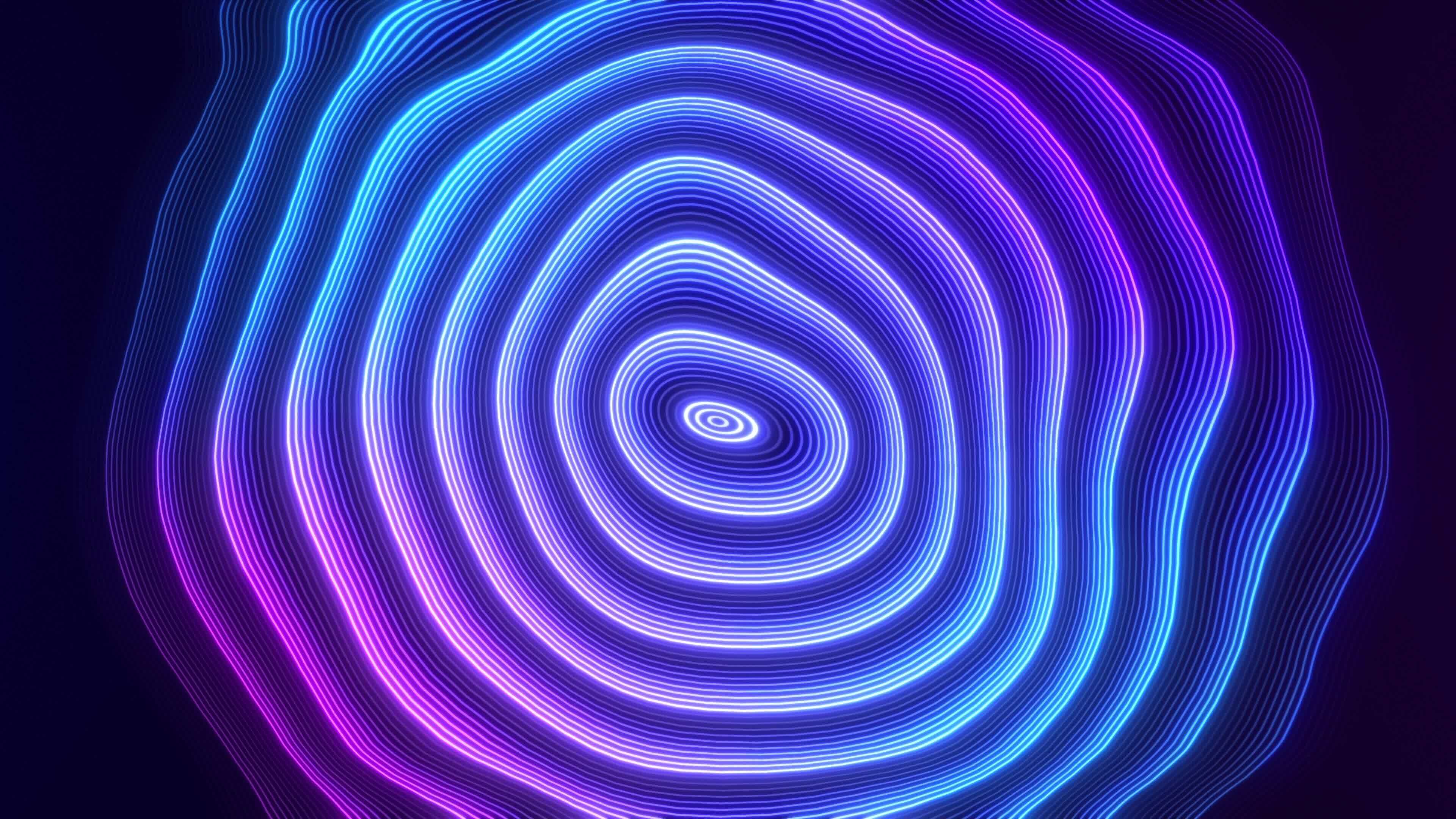 Abstract animated topographic contour map. Moving waves of gradient 