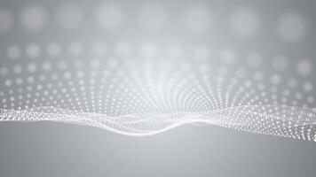 Abstract glowing wave of particles and dots moving on a clean gray white background. big data visualization, futuristic and digital background, 3D, 4K, seamless loop video