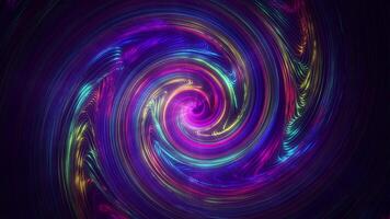 Abstract hi-tech background with rainbow glowing spiral. Swirled multi-colored background. Seamless loop. video