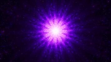 astratto il giro sfera di brillante rosa e viola particelle di magico splendore su un' buio sfondo, energia palla di luminosa punti, movimento di un' sferico palla video