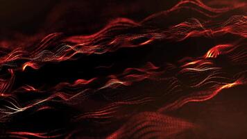 Motion abstract orange digital waves and particles. technology background. 4k looping video