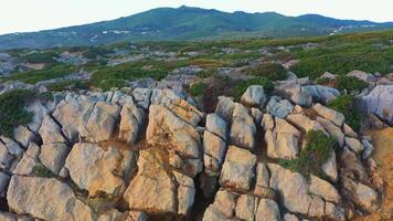 aerial view of the rocky coast video